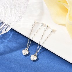 Античный Серебристый & Платиновый Серьги-гвоздики в форме сердца из сплава, с латунными цепочками и латунными штифтовыми серьгами, старинное серебро и платина, 51x9 мм