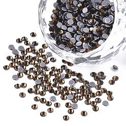 Копченая Топаз Исправление горный хрусталь, стеклянные горные хрустальные плоские задние кабошоны, полукруглый, курил топазом, сс 8, 2.3~2.4x1 мм , около 1440 шт / мешок