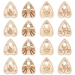 Лимонный шифон 40 шт. 4 стили необработанных деревянных планшеток, сердце с узором в виде цветка, змеи и глаз, для художественной росписи своими руками, лимонный шифон, 5x4.1x0.18 см, отверстие : 1.8 мм, 10 шт / стиль