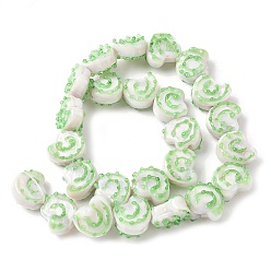Бледно-Зеленый Бусины лэмпворк , раковина, бледно-зеленый, 14~15x14~15.5x8.5~9.5 мм, отверстие : 1.6~1.8 мм