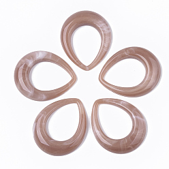 Розово-Коричневый Акриловые подвески, Стиль имитация драгоценных камней, слеза, розово-коричневый, 53x43.5x8 мм, отверстие : 26x36 мм, Около 73 шт / 500 г