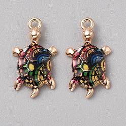 Разноцветный Подвески из эмали и сплава, черепаха, красочный, 24x13.5x4 мм, отверстие : 1.8 мм
