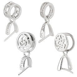 Платиновый & Серебристый 4шт. 4 стили серебряные ледорубы с зажимами, с печатью s925, Платина и серебро, 13~15x2~7 мм, отверстие : 3.5~4.8x1.7~4.8 мм, штифты : 0.6~0.8 мм, 1 шт / стиль