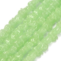 Бледно-Зеленый Резная бусина, окрашенная в синтетический коралл, слон, бледно-зеленый, 9x12.5x7 мм, отверстие : 0.8 мм