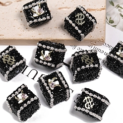 Black Halloween Theme Acrylic Beads, Cube with hat, Black, 18x18x18mm, Hole: 2.7mm, 5pcs/set