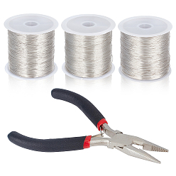 Серебро 3 рулоны 3 размеры круглой медной проволоки, плоскогубцами, для diy craft, долговечный, серебряные, 0.2~0.4 мм, около 328.08 футов (100 м) / рулон, 1 рулон/размер