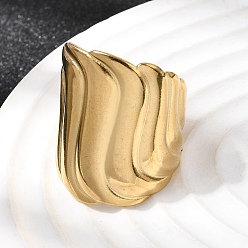 Настоящее золото 18K 304 открытые манжеты из нержавеющей стали для женщин, ионное покрытие (ip), самородки, реальный 18 k позолоченный, 26.5 мм, внутренний диаметр: 18.6 мм