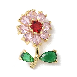 Разноцветный Латуни циркония кубической подвески, , без свинца и без кадмия, долговечный, стойки покрытие, реальный 18 k позолоченный, красочный, 20x13x8.5 мм, отверстие : 5x3 мм