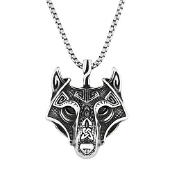 Реактивный Самолет 304 ожерелье с подвеской в виде головы волка-викинга из нержавеющей стали со стразами, античное серебро, струя, 23.62 дюйм (60 см)