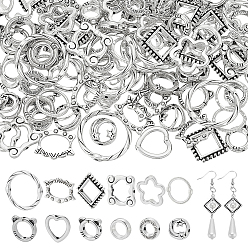 Mixed Shapes 120шт 12 стили сплав бусины рамка, античное серебро, разнообразные, 9~21x10.5~17.5x2~6 мм, 10 шт / стиль