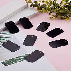 Black 15Pcs Aluminum Pendants, Blank Tags, Rectangle, Black, 50x29x1mm, Hole: 3.5mm