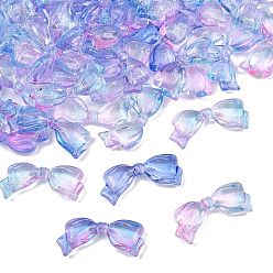 Cornflower Blue Two-Tone Transparent Acrylic Beads, Bowknot, with Glitter Powder, Cornflower Blue, 14x29x6mm, Hole: 1.6mm, about 450pcs/500g