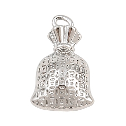 Platinum Brass Pendants, Lucky Bag Charms, Platinum, 16x10x6mm, Hole: 1.6mm