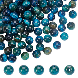 Кадет Синий 2 нити окрашенных натуральных бусин тигрового глаза, круглые, кадетский синий, 8 мм, отверстие : 1.2 мм, около 48 шт / нитка, 15.55 дюйм (39.5 см)
