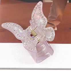 Pink Заколки для волос из пвх, со стразами, аксессуары для волос для женщин и девочек, Buterfly, розовые, 47x55x43 мм