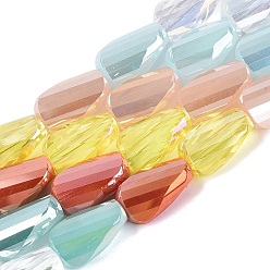 Mixed Color Electroplate Mixed Styles Glass Beads Strands, Twist, Faceted, Mixed Color, 13.5~14x8~8.5x5~6.5mm, Hole: 1~1.4mm, about 28~30pcs/strand, 15.55~16.54 inch(39.5~42cm)