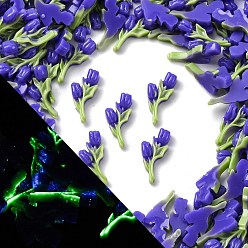 Розовато-лиловый Светящиеся и двухцветные смоляные декодированные кабошоны, роза, светится в темноте, розовато-лиловый, 15.5x7x3 мм