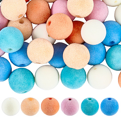 (52) Непрозрачная лаванда 48 шт. 6 стили флокированные пластиковые бусины, круглые, разноцветные, 16~16.5x15~16 мм, отверстие : 2~3.5 мм, 8 шт / стиль