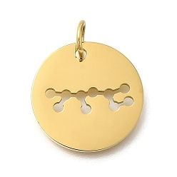 Стрелец Ионное покрытие (ip) 304 подвески из нержавеющей стали, с целью перехода в кольце, лазерная резка, плоский круглый с подвеской в виде созвездия, реальный 18 k позолоченный, Стрелец, 20x1.5 мм, отверстие : 5 мм