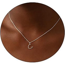 Letter C Модные латунные ожерелья с подвеской в виде сердца для женщин, платина, буква С, 16.54 дюйм (42 см)