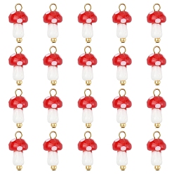 Красный 20 кулоны лэмпворк ручной работы, с 304 фурнитурой из нержавеющей стали, красные, 19.6 мм, отверстие : 2.6 мм