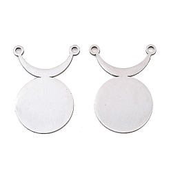 Нержавеющая Сталь Цвет 201 подвески из нержавеющей стали, Подвески в виде полумесяца и диска, цвет нержавеющей стали, 22x16x1 мм, отверстие : 1.4~1.5 мм