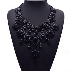 Реактивный Самолет Преувеличенные ретро-стили сплава со стразами каплевидные ожерелья-нагрудники, для украшения свитера, чёрные, струя, 17.32 дюйм (44 см)