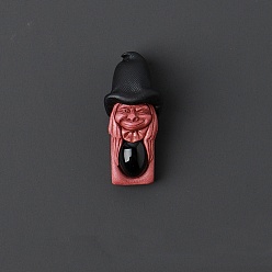 Black Agate Natural Dyed & Heated Black Agate Pendants, Elf with Witch Hat Charm, 45x20mm