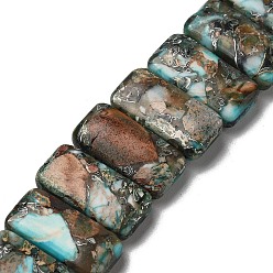 Голубой Синтетические имперские нитки из бисера яшмы, окрашенные, прямоугольные, 2-луночное, голубой, 10x20x5 мм, отверстие : 0.9 мм, около 17 шт / нитка, 6.89'' (17.5 см)