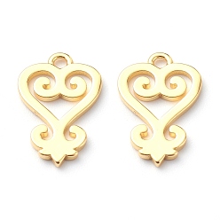 Настоящее золото 18K Латунные подвески, долговечный, адинкра символы санкофа, реальный 18 k позолоченный, 17x11x1 мм, отверстие : 1.6 мм