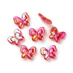 Красный УФ-покрытие радужное радужное имитация желе акриловые бусины, бабочка, красные, 19x22.5x6 мм, отверстие : 2.5 мм