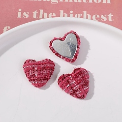 Индийский Красный Кабошоны из ткани и железа, сердце, платина, Индийская красная, 27x26 мм