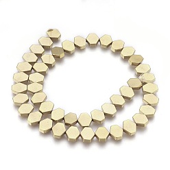 Antique Bronze Plated Electroplated Non-magnetic Synthetic Hematite Beads Strands, Polish, Hexagon, Antique Bronze Plated, 10x9x3mm, Hole: 1mm, about 45pcs/strand, 15.74 inch(40cm)