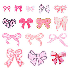 Бледно-Розовый 15 шт. 15 стили компьютеризированная вышивка тканевые лоскуты, наклеить патч, аксессуары для костюма, аппликация, бантом, розовый жемчуг, 20~73.5x23~75x1.2~2.5 мм, 1 шт / стиль