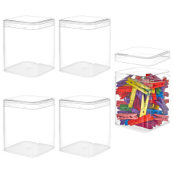 Прозрачный Прозрачный пластиковый витринный шкаф для минифигурок, с крышкой, прямоугольные, прозрачные, 7.9x7.9x10.5 см