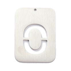 Letter O Anlaufgeschützt 304 Anhänger aus Edelstahl, Rechteck mit Alphabet, hohl, letter.o, 32x22x1 mm, Bohrung: 1.5 mm