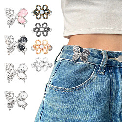 (52) Непрозрачная лаванда 8шт. 8 стили, регулируемые пуговицы для джинсов из сплава с эмалью, подтяжка талии, швейные застежки для аксессуаров к одежде, бабочка / цветок, разноцветные, 26~35.5x30.5~41x9~13.5 мм, 1 шт / стиль