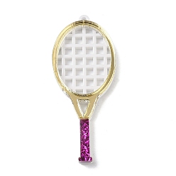 Фиолетовый Непрозрачные акриловые подвески, с блестка, теннисная ракетка, фиолетовые, 47.5x20x4.5 мм, отверстие : 1.6 мм