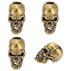Античное Золото 4 латунные бусины шт., череп, античное золото , 22.5x13x17.5 мм, отверстие : 5.5 мм
