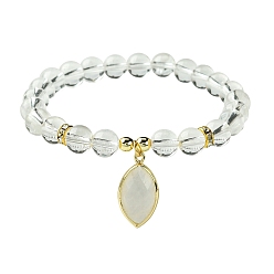 Quarzkristall Natürlicher Quarzkristall Ausdehnungs-Armbänder, mit Pferdeaugencharme, Innendurchmesser: 2-1/8 Zoll (5.35 cm)