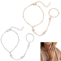 Platinum & Light Gold 4 шт. 2 цветные браслеты из сплава с панцирным плетением для женщин, с плоским круглым прозрачным кубическим цирконием, граненые, платина и светлое золото, 8-5/8 дюйм (22 см), 2 шт / цвет