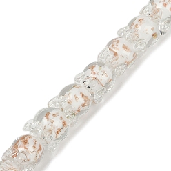Белый Нити золотых песочных бусин лэмпворк, тюльпан, белые, 12x10 мм, отверстие : 1.2 мм, около 33 шт / нитка, 31~32 см