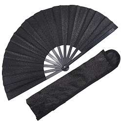 Черный Веер из блестящего пластика и ткани Оксфорд с чехлами для вееров, для партии, танцевальное украшение, чёрные, 343x57x31.5 мм