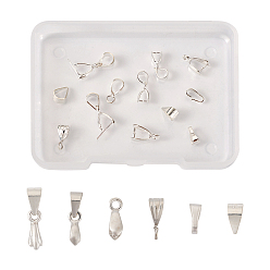 Серебро Набор для поиска ювелирных изделий для изготовления ювелирных изделий своими руками, включая 925 защелки из стерлингового серебра на поручнях и поручни для колки льда, серебряные, 12 шт / коробка
