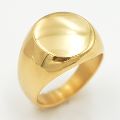 Золотой 304 палец кольца из нержавеющей стали, плоско-круглые, золотые, размер США 7 (17.3 мм)