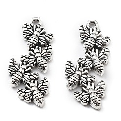 Античное Серебро Сплавочные подвески тибетского стиля, очарование пчел, античное серебро, 27x12x3 мм, отверстие : 1.6 мм