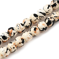 Черный Синтетические камуфляжные бусины окрашенные в бирюзовый цвет, эффект впрыска топлива, круглые, чёрные, 8 мм, отверстие : 1.2 мм, около 51 шт / нитка, 14.76'' (37.5 см)