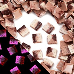 Квадрат Кабошоны из светящейся смолы, имитация шоколада, светится в темноте, лен и кокосовый коричневый, квадратный, 8.5~9x8.5~9x2 мм