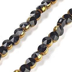 Черный Стеклянные бусины с гальваническим покрытием , граненые, плоско-круглые, чёрные, 4.5x3 мм, отверстие : 0.8 мм, около 70 шт / нитка, 11.38 дюйм (28.9 см)