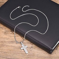 Нержавеющая Сталь Цвет Подвески из не тускнеющей нержавеющей стали ожерелья, крестик, цвет нержавеющей стали, 23.62 дюйм (60 см)